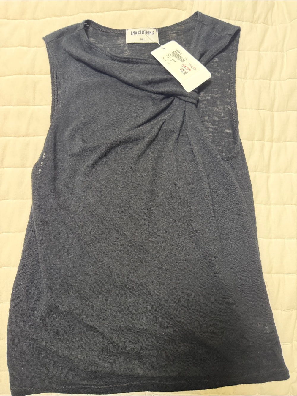LNA Black Sleeveless Twist-Detail Top